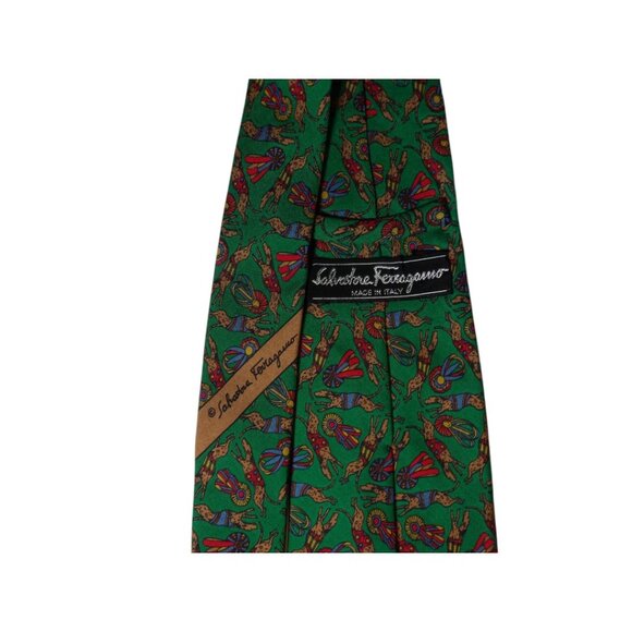 Men's Salvatore Ferragamo Greyhound Racing Gambling Dog Tie 100% SILK Designer - Picture 3 of 4